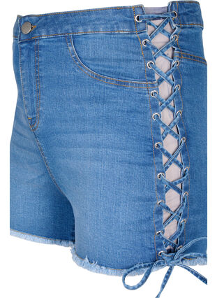 Szorty jeansowe ze sznurowaniem, Blue Denim, Packshot image number 2