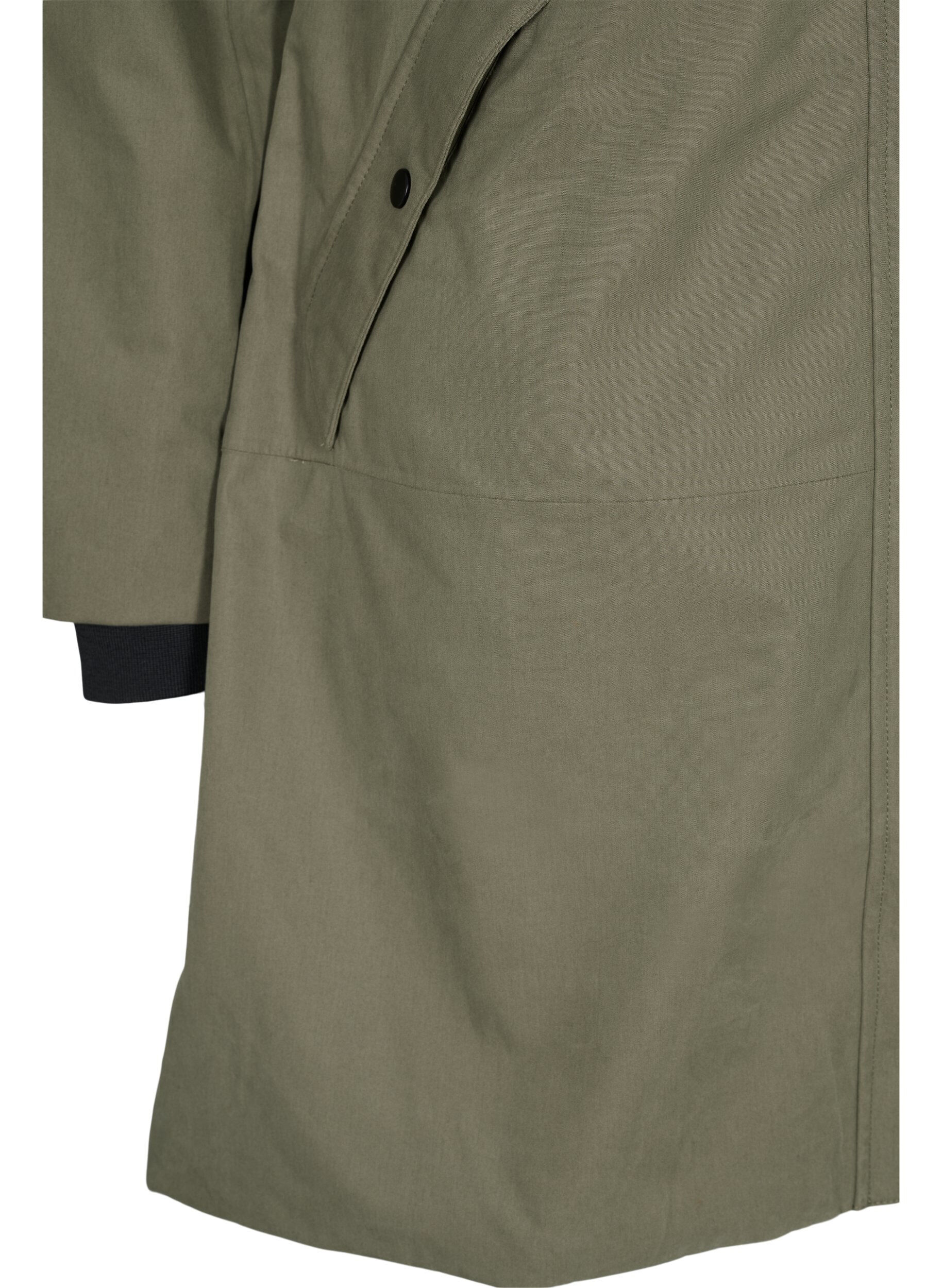 Zizzi Waterproof jacket with detachable hood, Dusty Olive, Packshot image number 3
