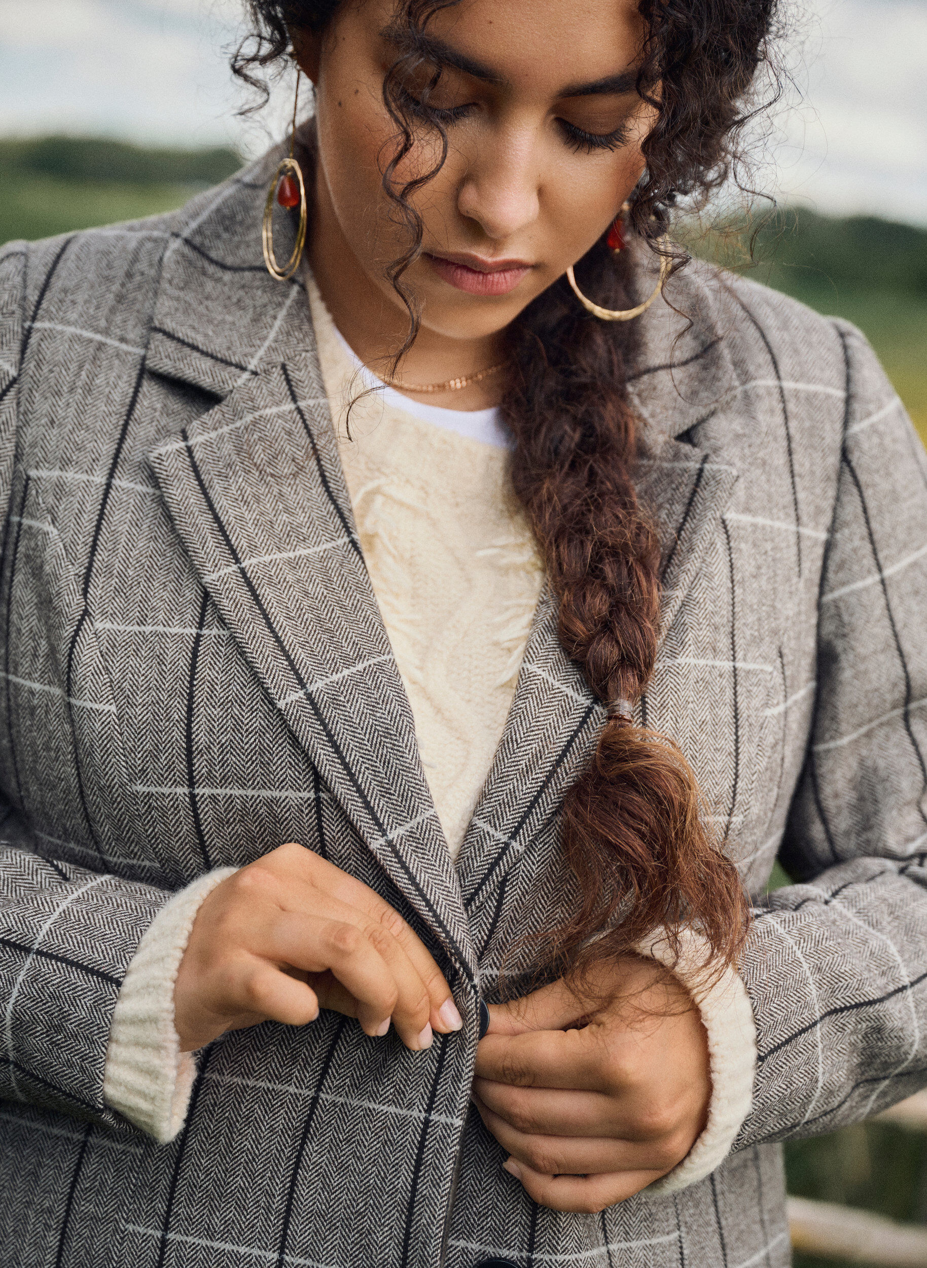 Zizzi Klasyczna marynarka w krate, Szary, Image image number 0