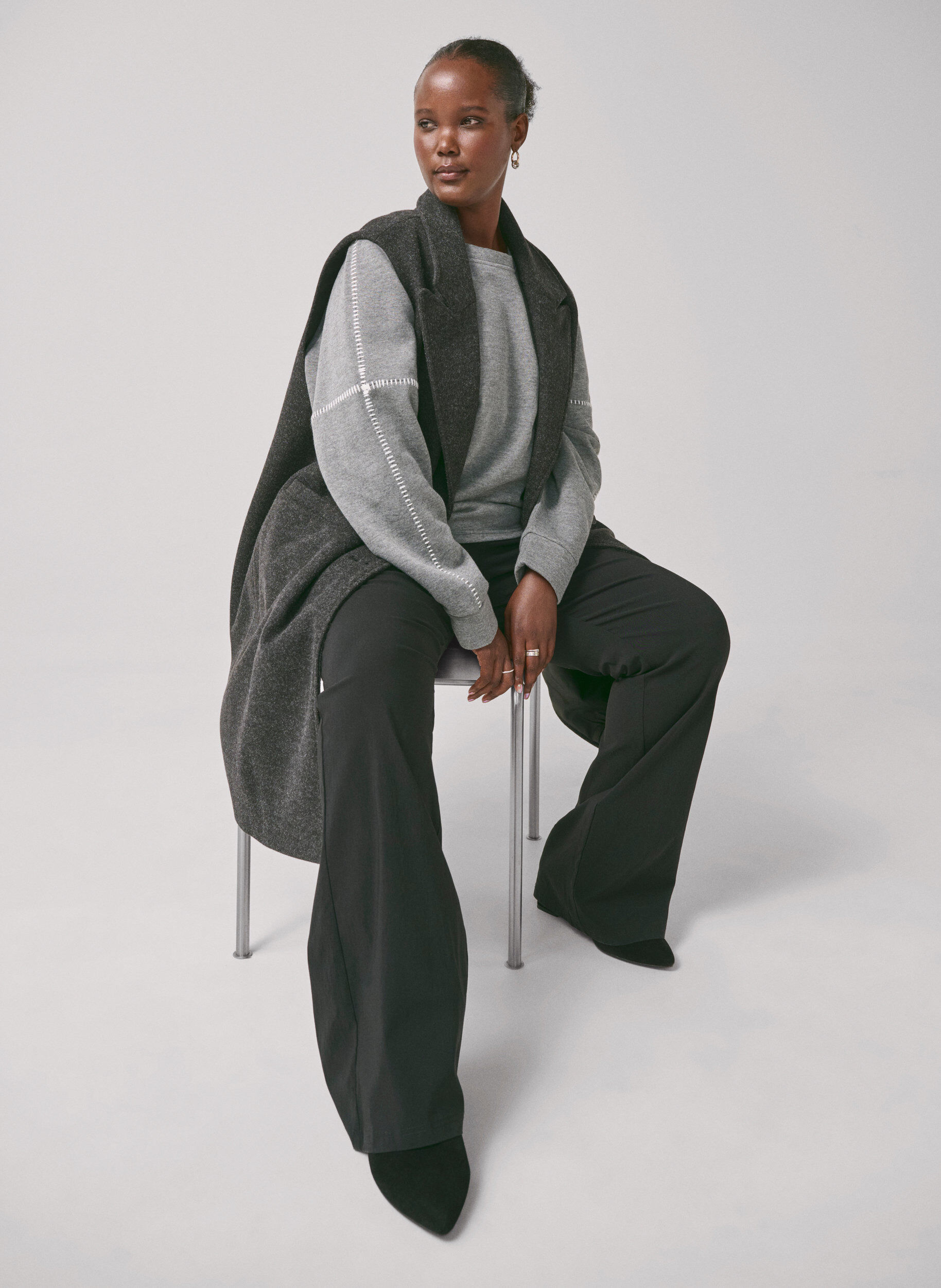 Zizzi Bluza z kontrastowymi szwami, Medium Grey M&eacute;l, Image image number 0