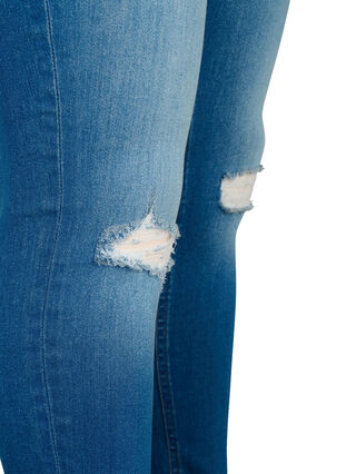 Bardzo waskie jeansy Sanna z przetarciami, Blue denim, Packshot image number 3