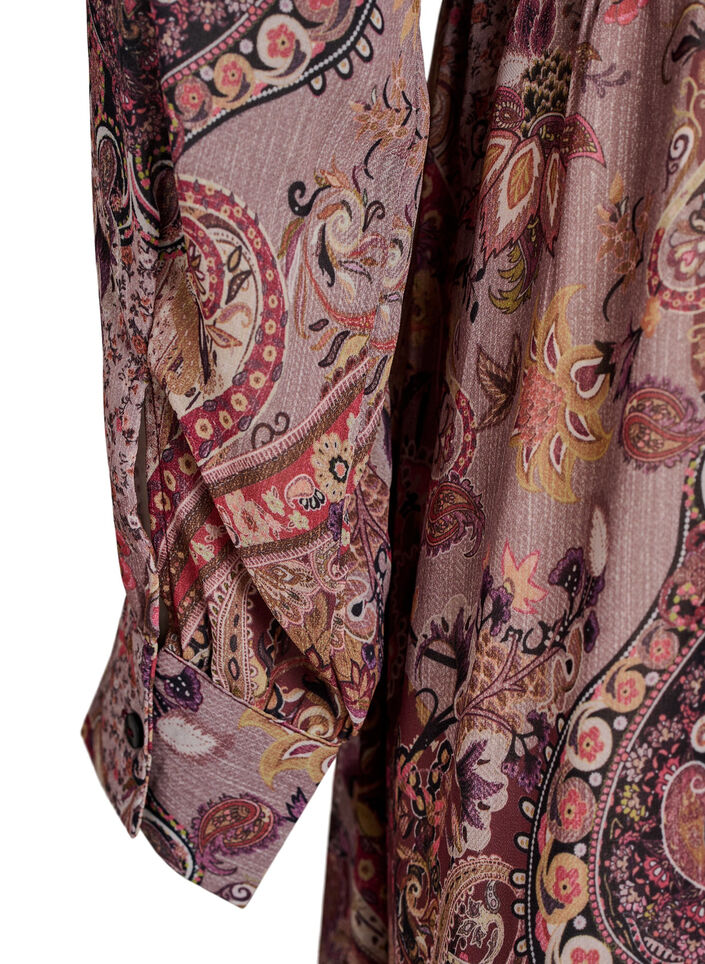Sukienka midi z nadrukiem paisley i elastyczna talia, Fioletowy, Packshot image number 3