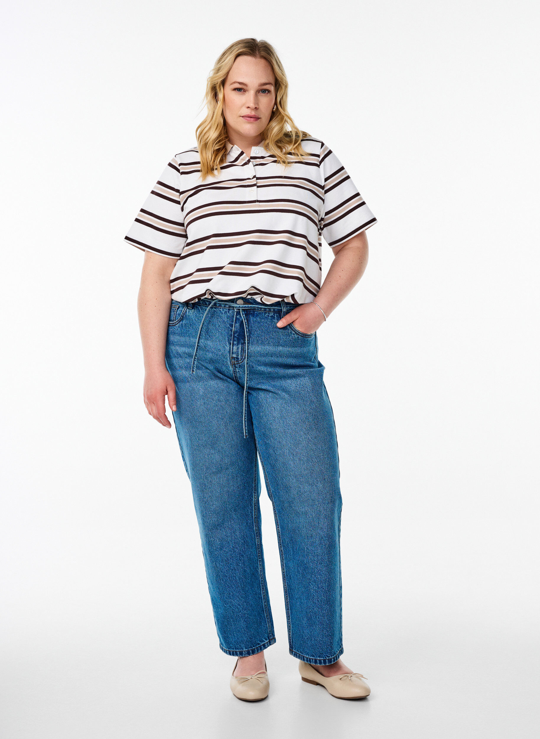 Zizzi Koszulka polo z kr&oacute;tkim rekawem, Biały, Model image number 1