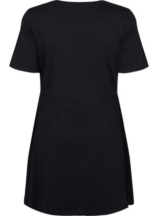 Jednokolorowa bawelniana sukienka z krótkim rekawem, Black, Packshot image number 1