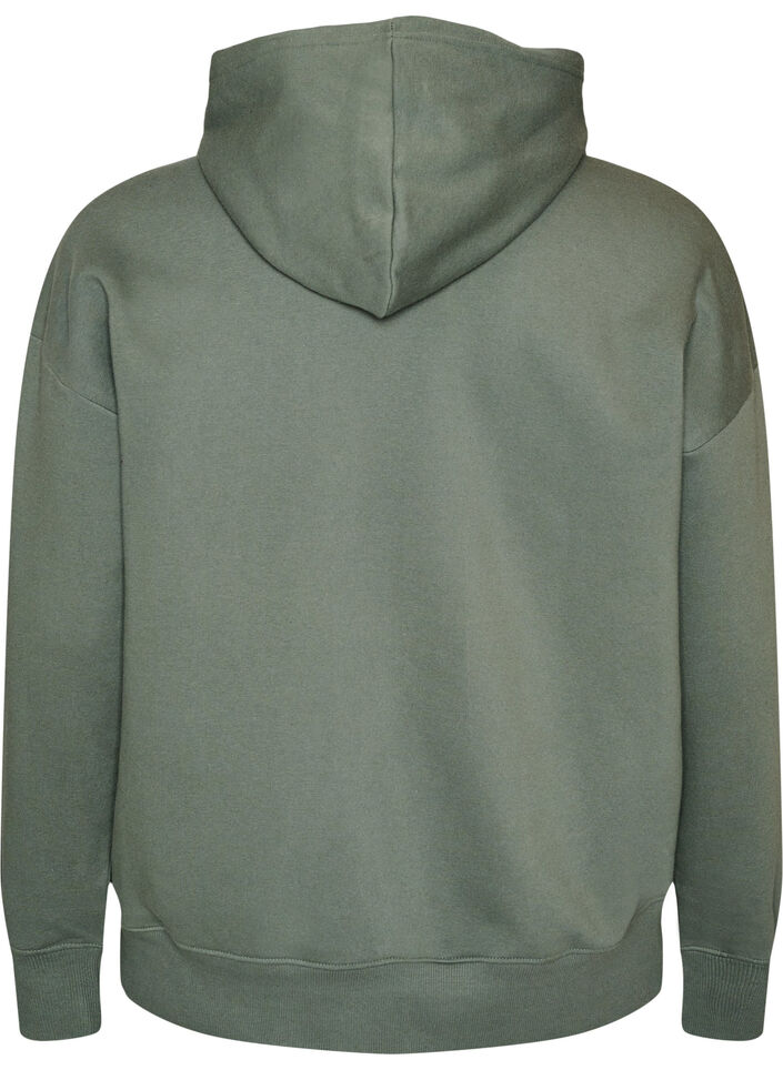 Bluza z kapturem z nadrukiem na piersi, Zielony, Packshot image number 1