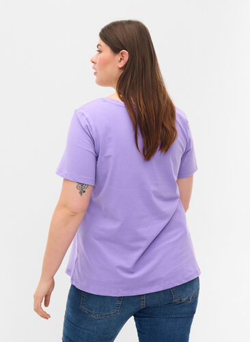 Podstawowa, gladka bawelniana koszulka, Paisley Purple, Model image number 1
