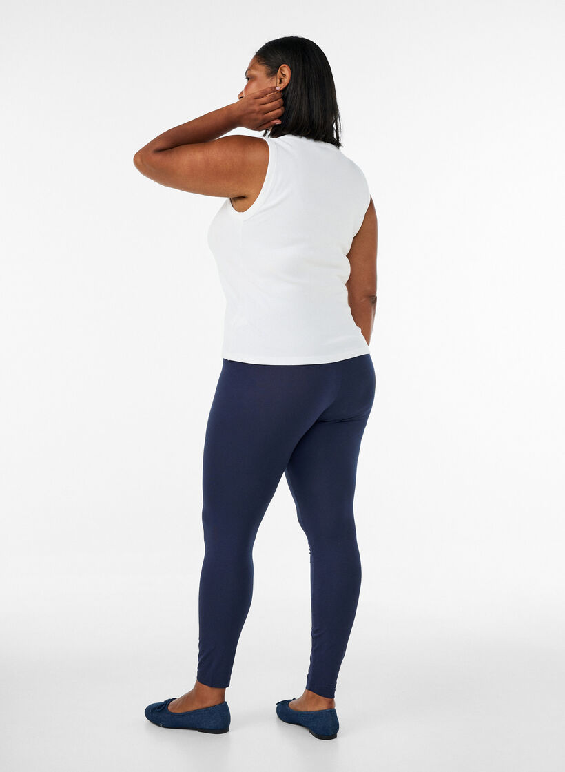 Legginsy Basic o przedluzonej dlugosci, Niebieskie, Model image number 1
