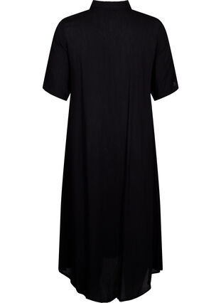 Wiskozowa sukienka koszulowa z krótkimi rekawami, Black, Packshot image number 1