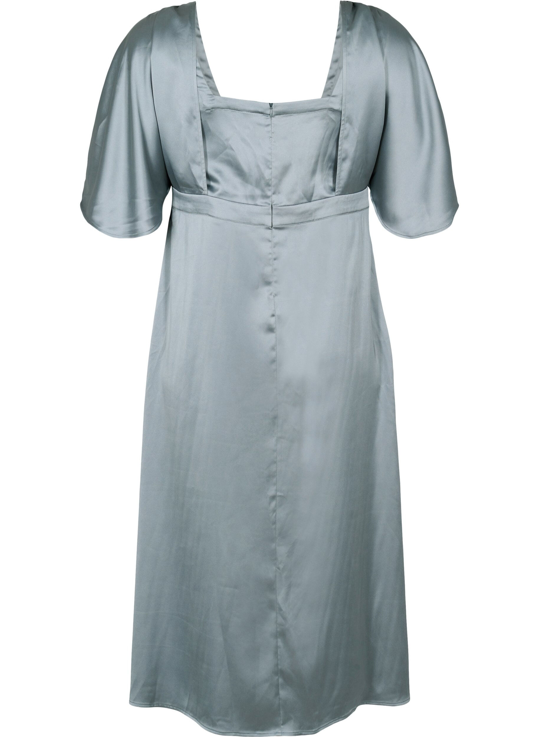 Zizzi Maxi dress with wrap and short sleeves, Silver Blue, Packshot image number 1