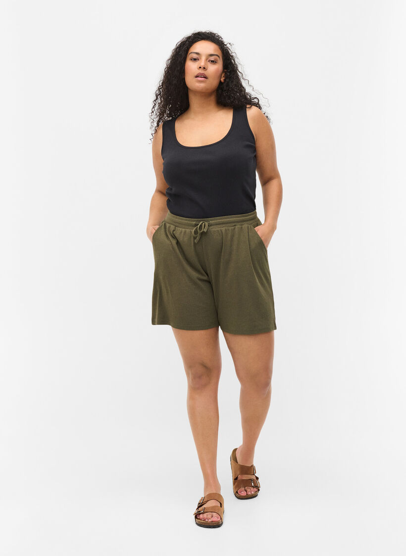 2-pack podstawowy podkoszulek w prazki, Black/Black, Model image number 2