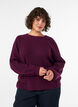 Sweter z ryfionymi rekawami w ksztalcie balon&oacute;w, Fioletowy, Model image number 3