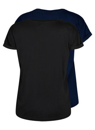 2-pack koszulki z krótkim rekawem, Black / Navy Blazer, Packshot image number 1