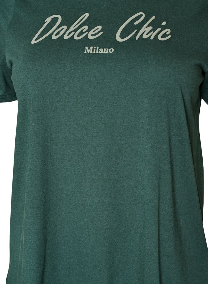 T-shirt z bawelny organicznej z nadrukiem, Zielony, Packshot image number 2