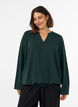 Bluzka o balonowym kroju z dekoltem w serek, Zielony, Model image number 0