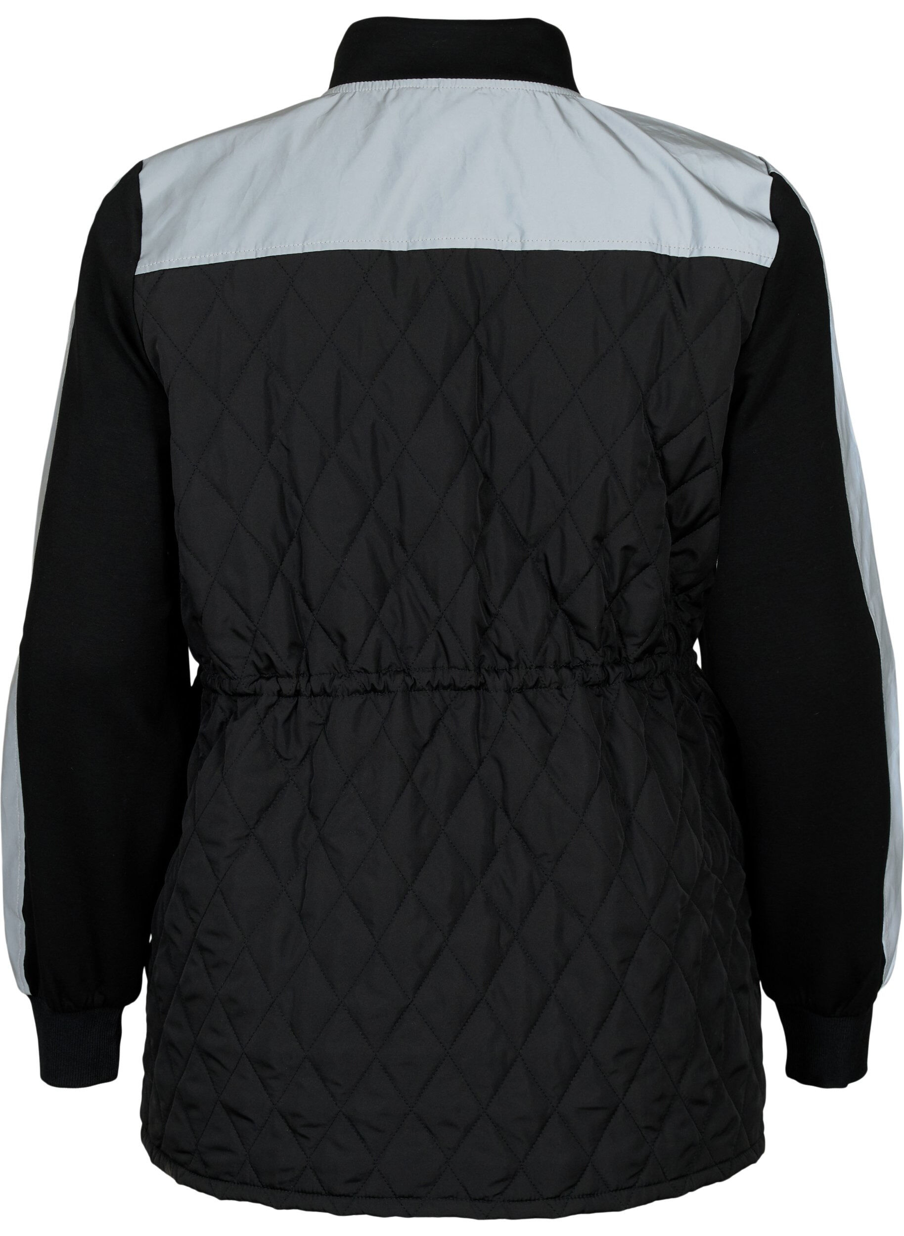 Zizzi Odblaskowa sportowa kurtka z regulacja w pasie, Black w. Reflex, Packshot image number 1