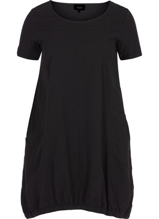 Bawelniana sukienka z krótkim rekawem, Black, Packshot image number 0