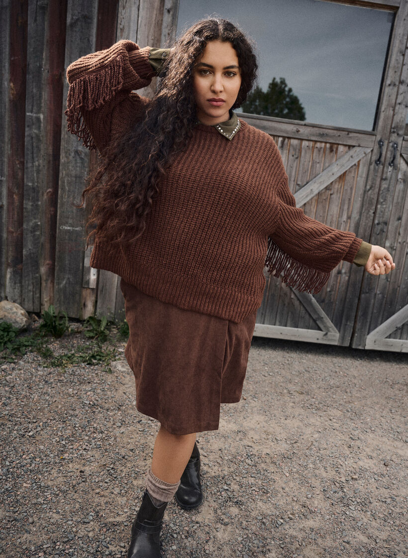 Krótka spódniczka sztruksowa, Brązowy, Image image number 0