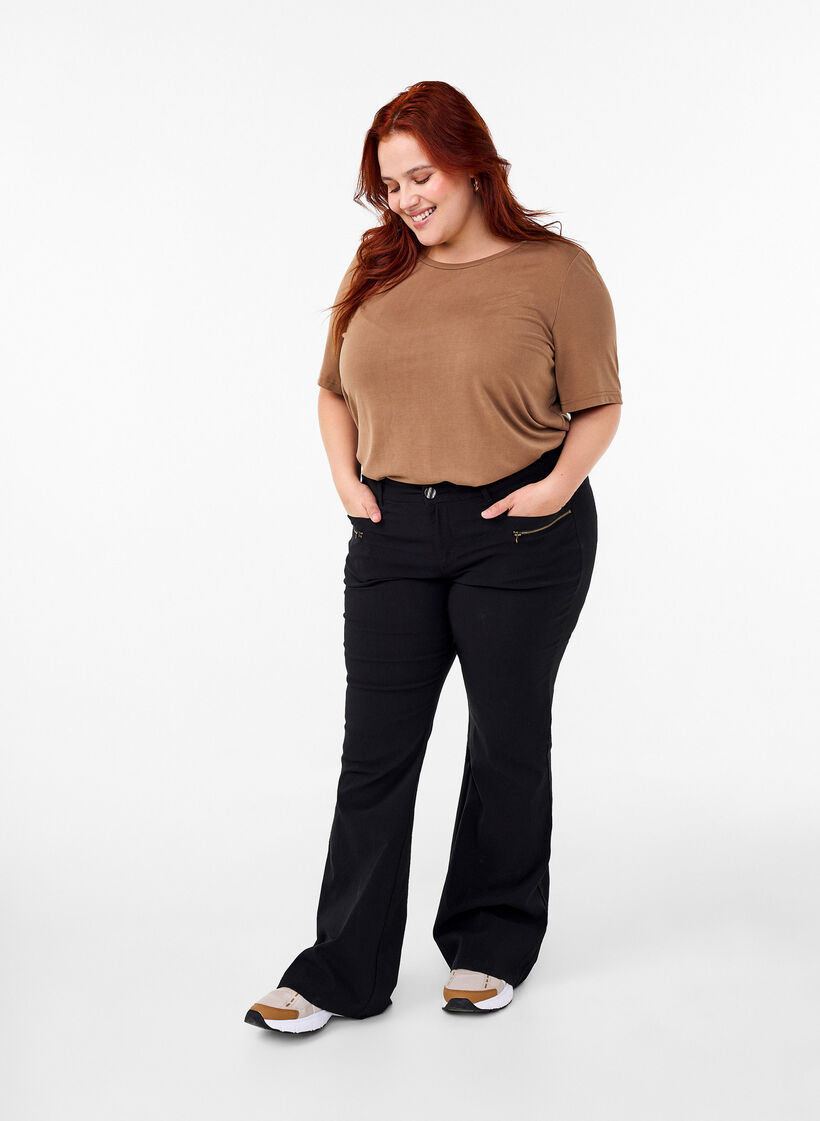 Koszulka z modalu TENCEL™ z okraglym dekoltem, Brązowy, Model image number 1