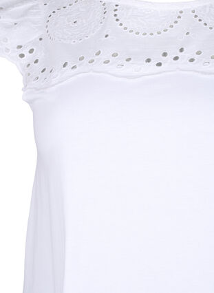 T-shirt z organicznej bawelny z haftem angielskim, Bright White, Packshot image number 2