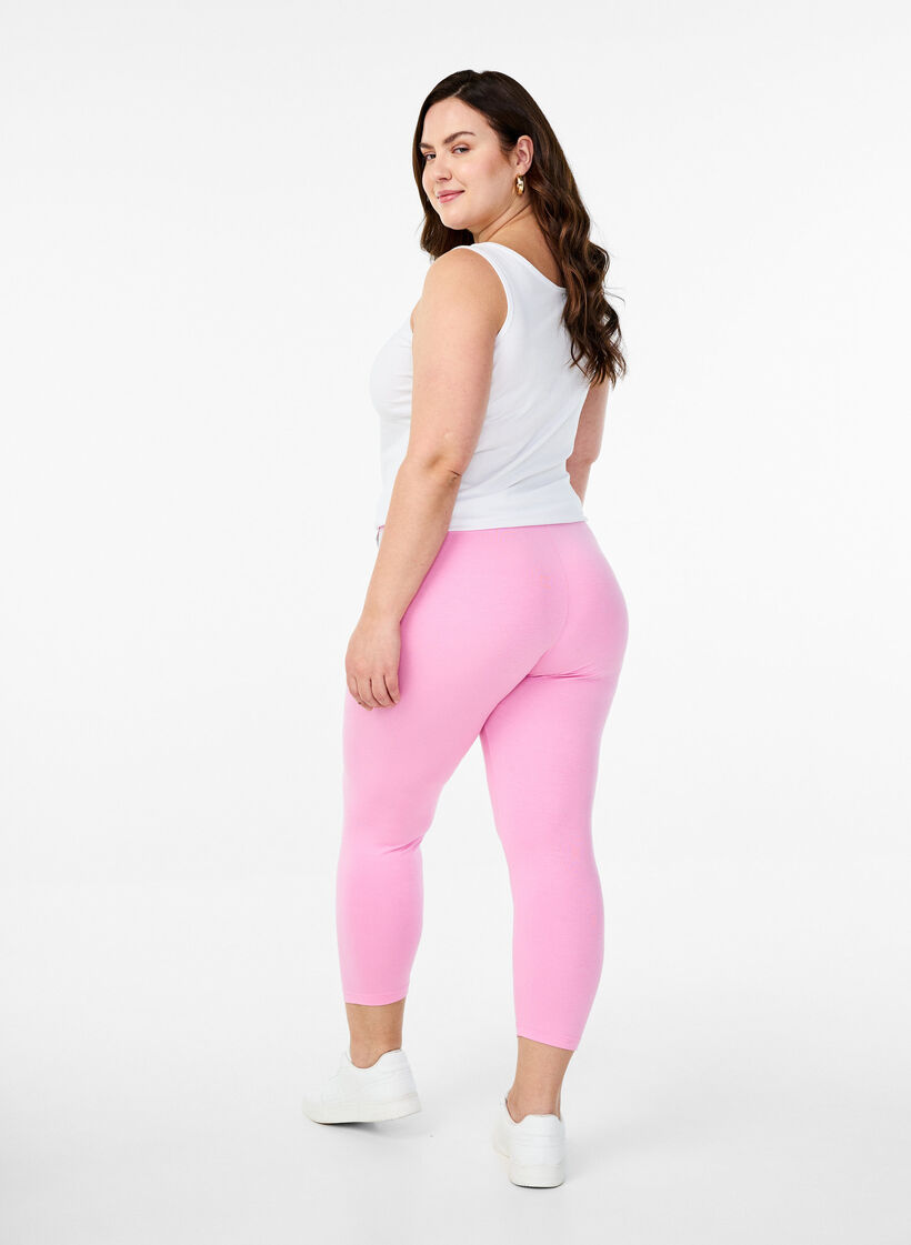 Legginsy 3/4 typu basic z wiskozy, R&oacute;żowy, Model image number 2