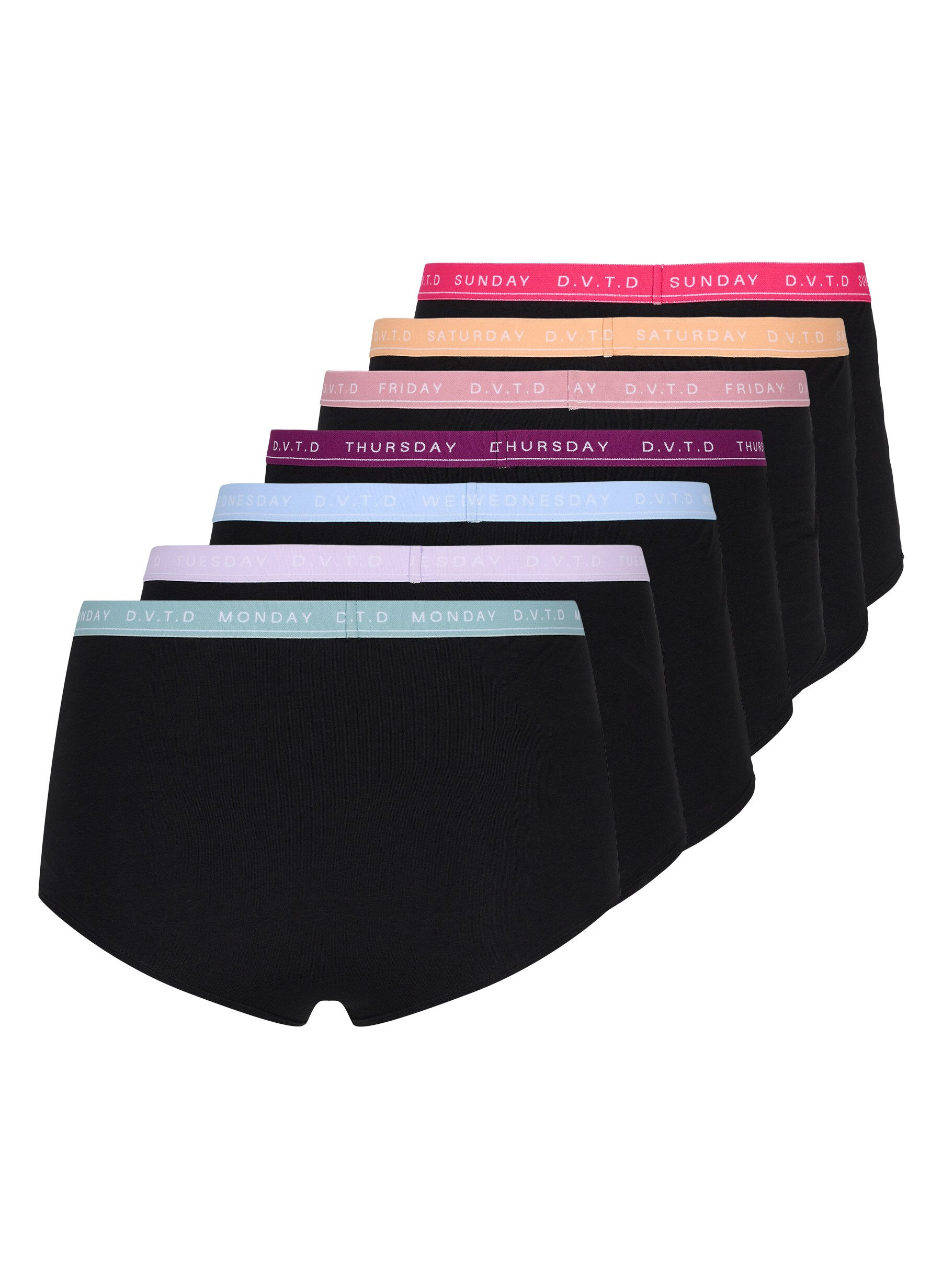 Zizzi Cotton days-of-the-week hipsters in a 7-pack, Multi Pastel Pack, Packshot image number 1