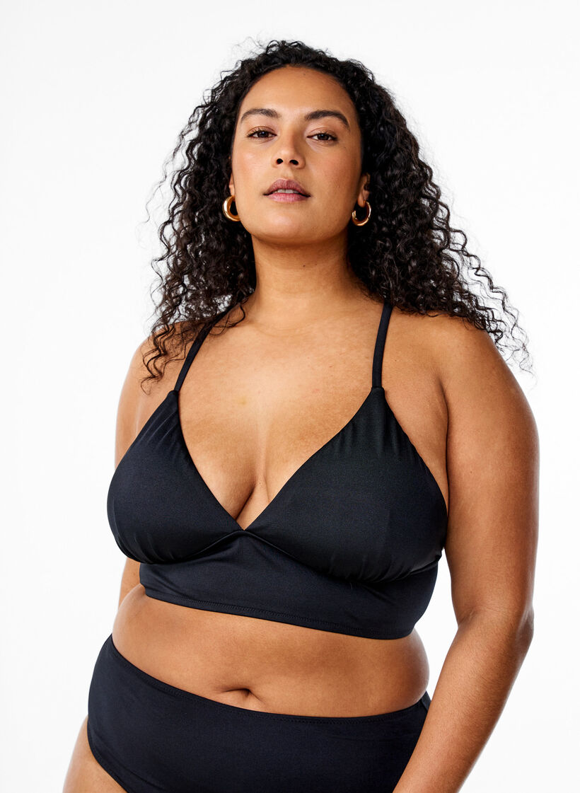 G&oacute;ra od bikini z wyjmowanymi wkladkami i wiazaniem z tylu, Czarne, Model image number 0