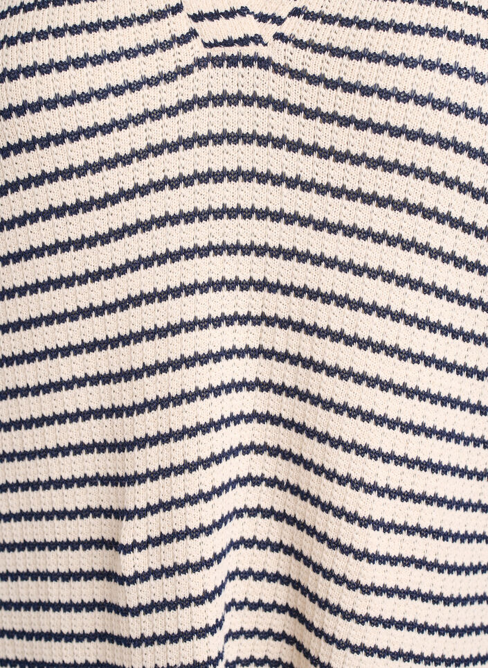 Dzianinowa bluzka w paski z kolnierzykiem i dekoltem V, Beżowy, Packshot image number 2