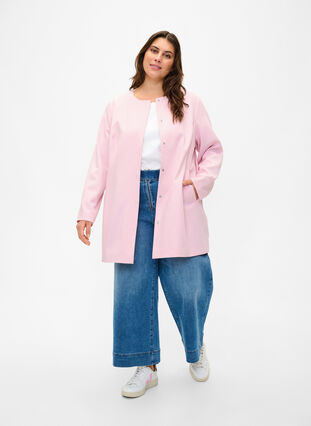 Wiosenna kurtka z ukrytym zapieciem na guziki, Parfait Pink, Model image number 2