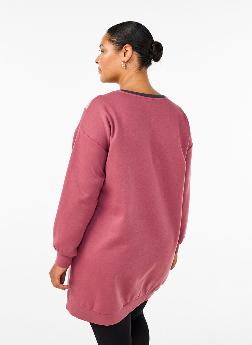 Dluga bluza dresowa w kolorowe bloki, Rose B. Color Block, Model image number 1