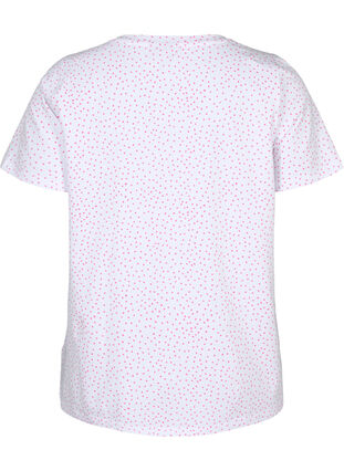 Bawelniana koszulka w kropki z dekoltem w szpic, B.White/S. Pink Dot, Packshot image number 1
