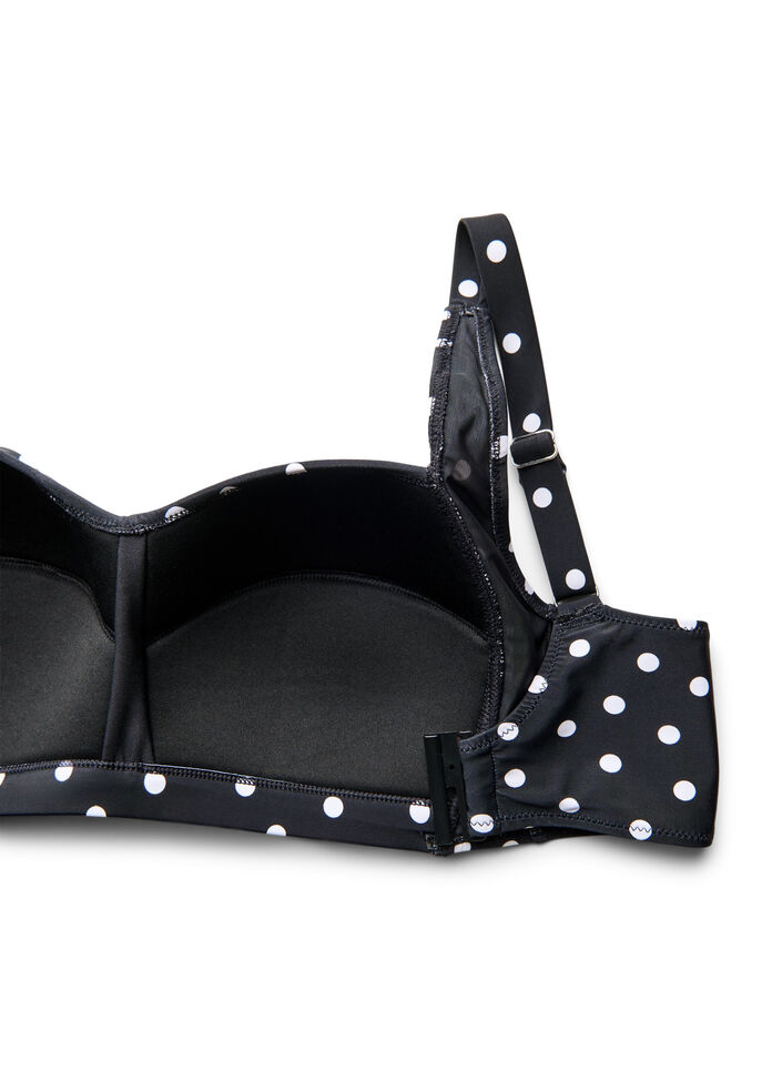 Bikinikowy top z wysci&oacute;lka i nadrukiem, Czarne, Packshot image number 3
