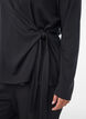 Bluzka z dzianiny w stylu &bdquo;wrap&rdquo; zawiazywana na kokardke, Czarne, Model image number 3