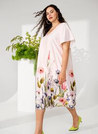 Sukienka midi z kwiatowymi detalami, , Model