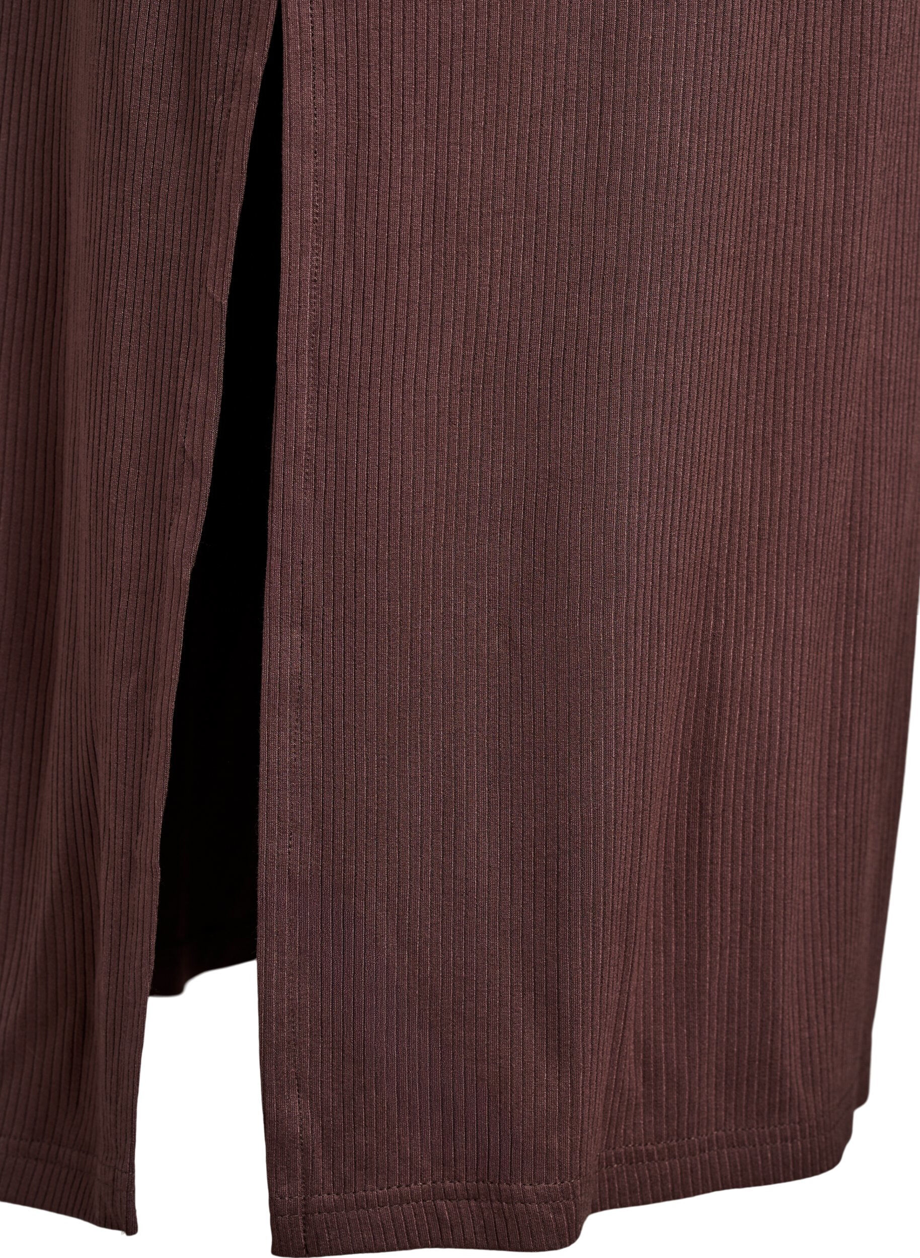 Zizzi Prazkowana sukienka z wiskozy bez rekaw&oacute;w, Brązowy, Packshot image number 3