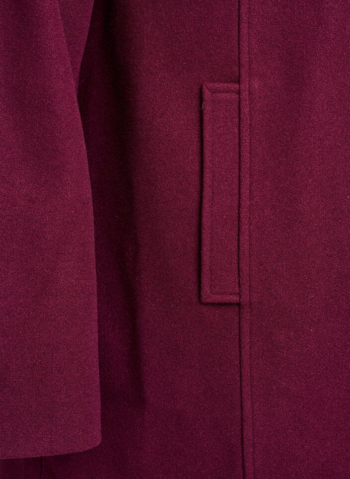 Kr&oacute;tki plaszcz o kroju w ksztalcie litery A, Ciemnobordowy, Packshot image number 3