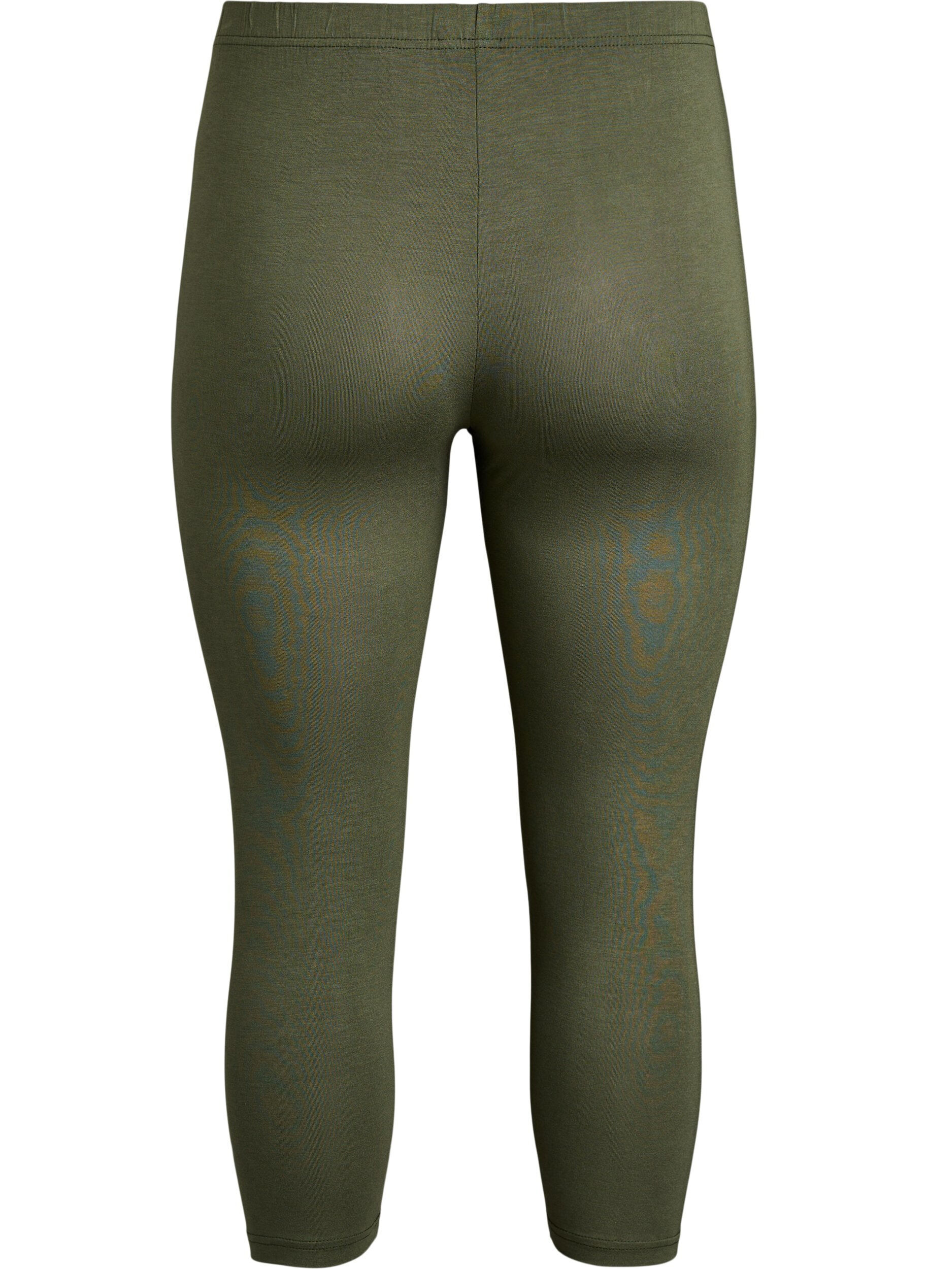 Zizzi Legginsy 3/4 typu basic z wiskozy, Zielony, Packshot image number 1