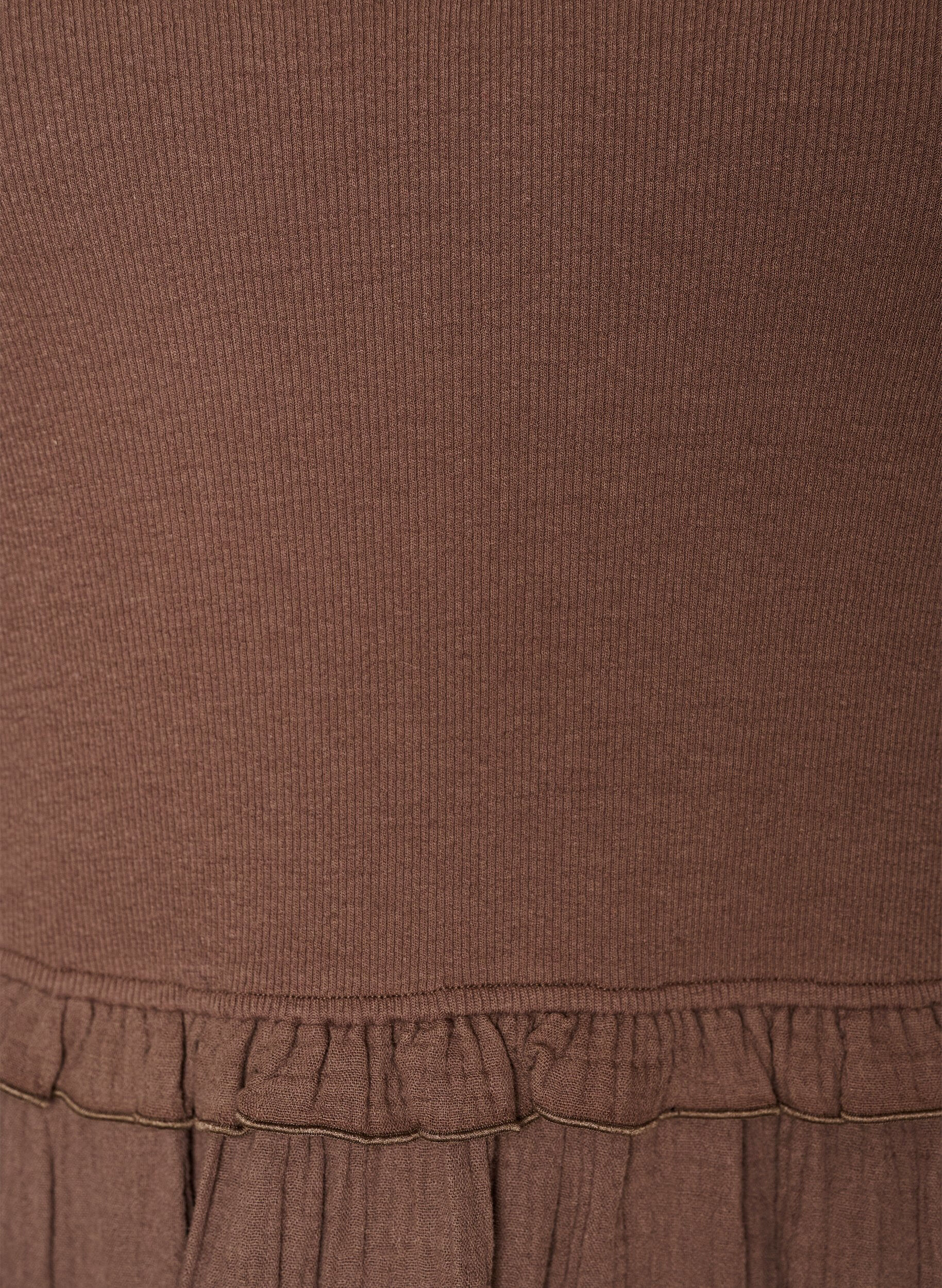 ZizziKoszula midi z bawelny bez rekaw&oacute;w z lam&oacute;wka i muslinem, Brązowy, Packshot image number 2