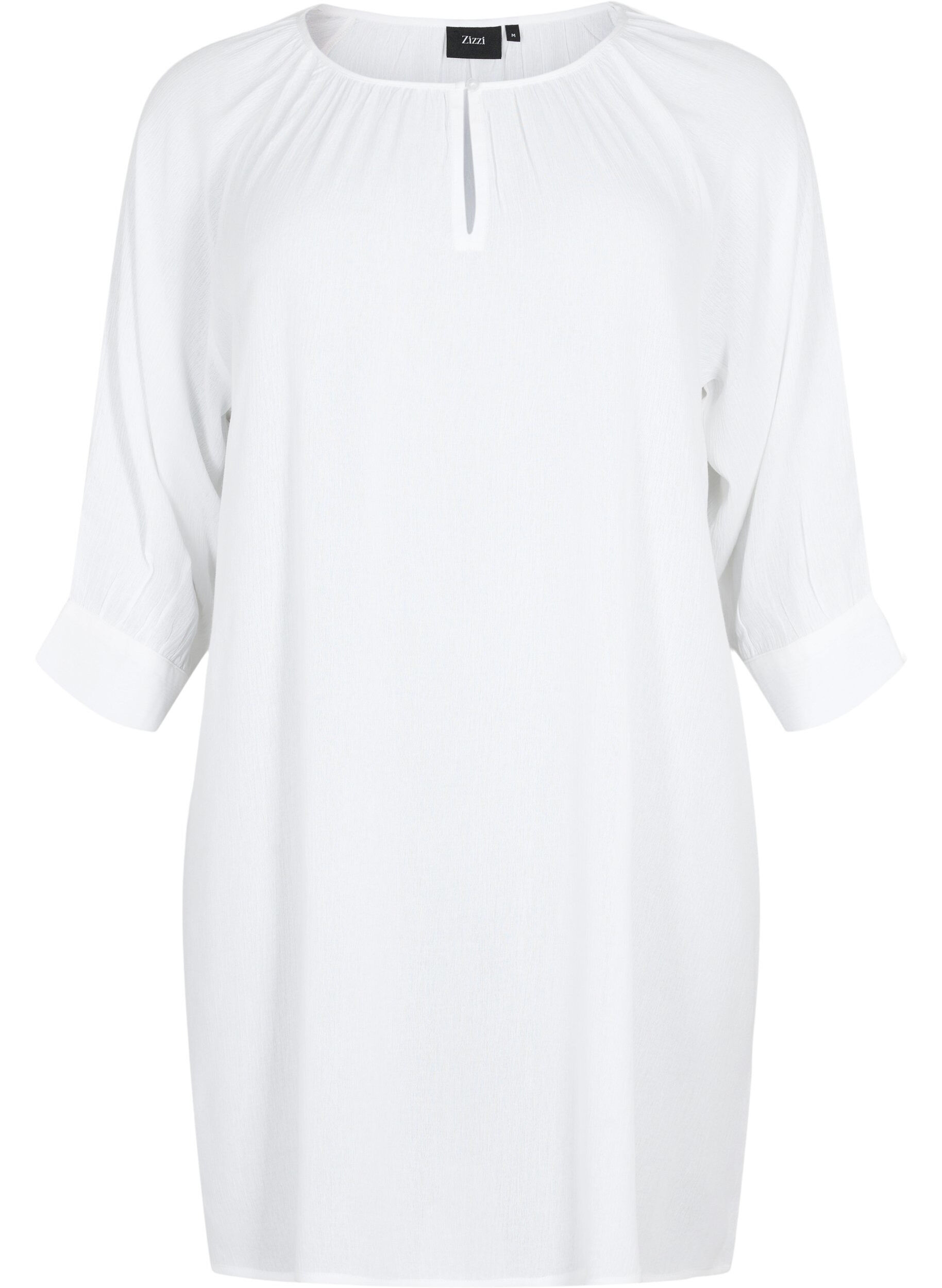 Zizzi Tunika z wiskozy z rekawami 3/4, Biały, Packshot image number 0