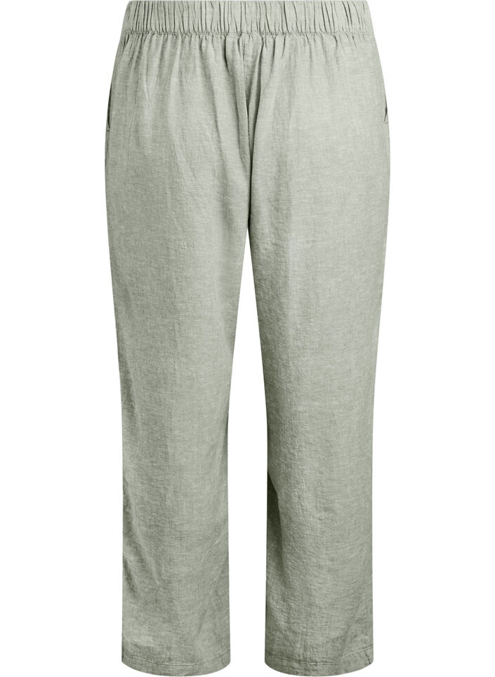 Luzne spodnie z lnu i wiskozy, Zielony, Packshot image number 1