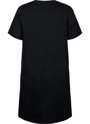 Koszula nocna z bawelny organicznej (GOTS) z krótkimi rekawami, Black W. Life , Packshot image number 1