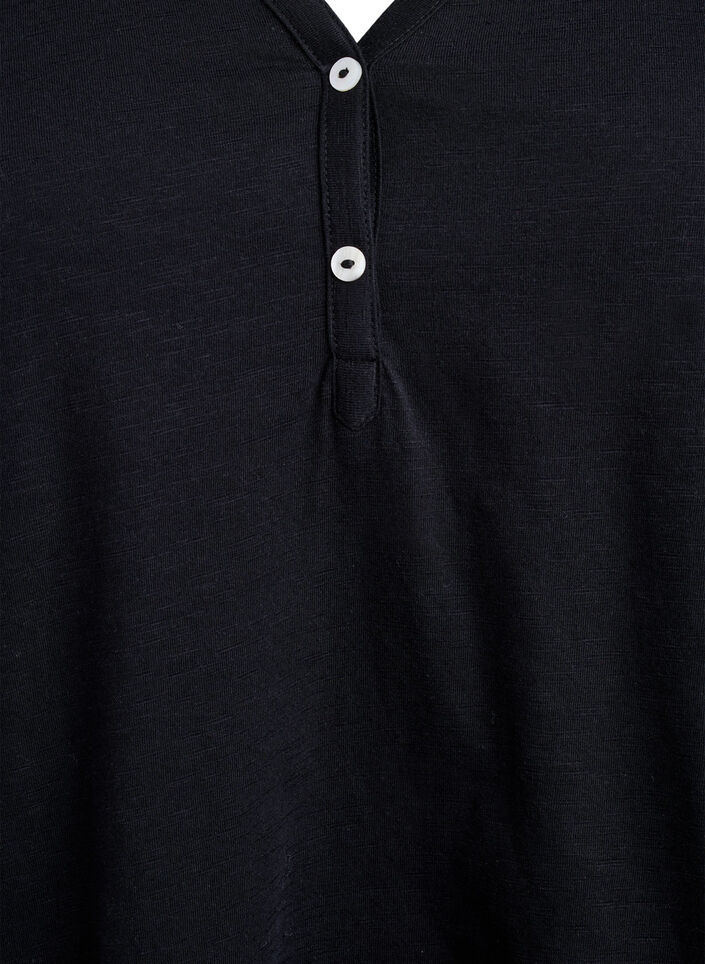 T-shirt z guzikami, Czarne, Packshot image number 2