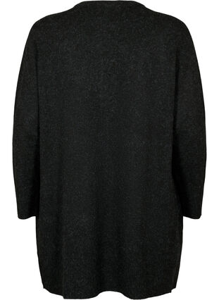 Dzianinowy kardigan w prazki z kieszeniami, Dark Grey Melange, Packshot image number 1