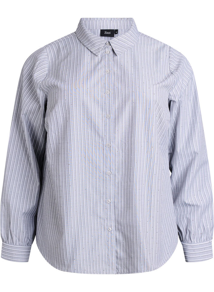 Koszula w paski z cwiekami, Czarne, Packshot image number 0