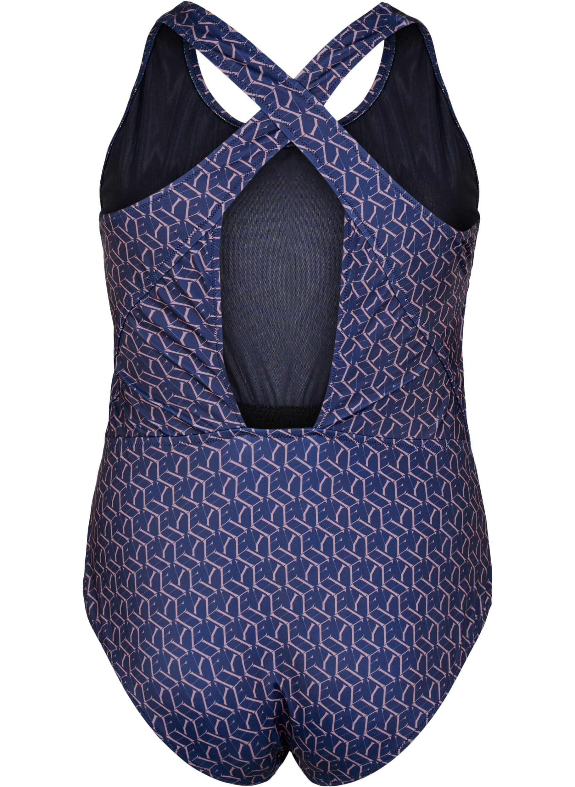Zizzi Swimsuit with print and crossed back, Text Print, Packshot image number 1