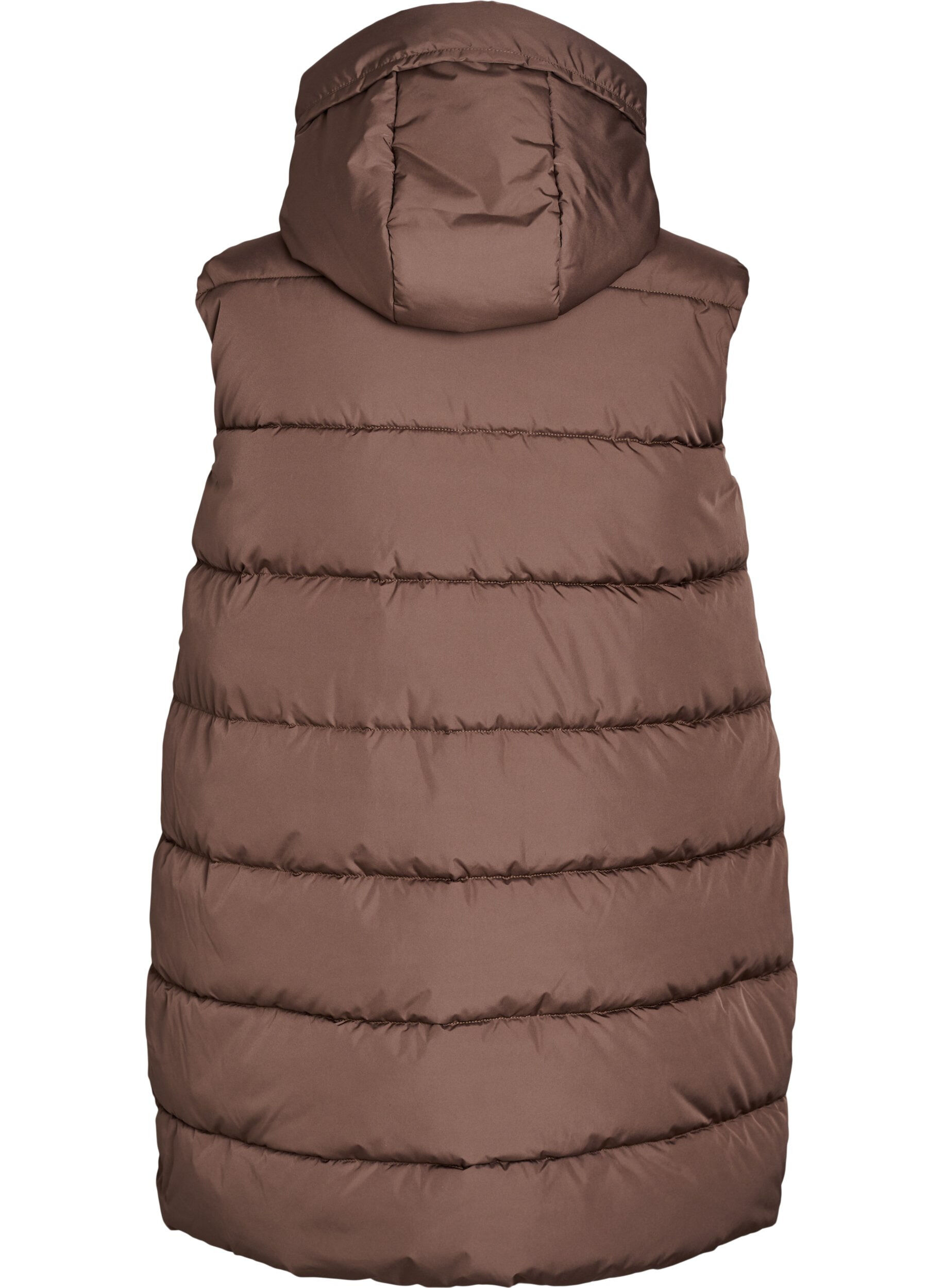 ZizziDluga kamizelka z kapturem i kieszeniami, Brązowy, Packshot image number 1