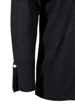 Bluzka z dzianiny wiskozowej z brokatem, Black w. DTM Lurex, Packshot image number 3