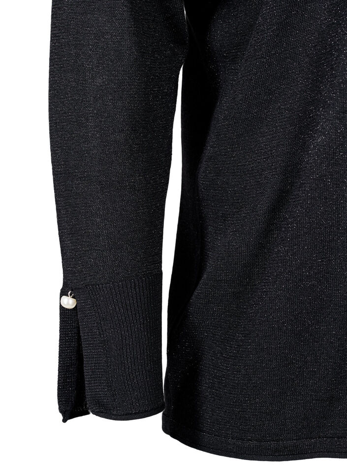 Bluzka z dzianiny wiskozowej z brokatem, Black w. DTM Lurex, Packshot image number 3