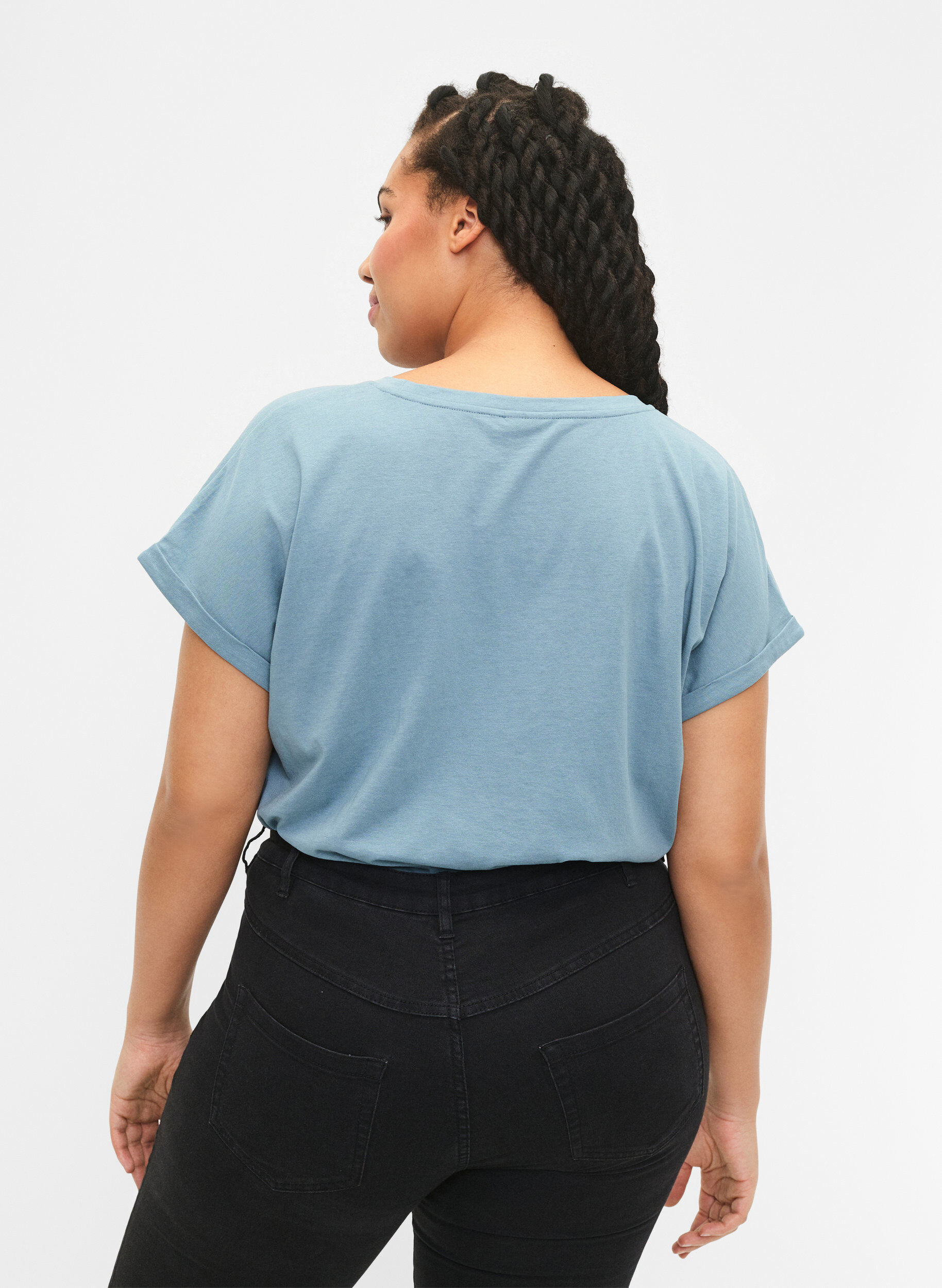 Zizzi 2-pack koszulki z kr&oacute;tkim rekawem, Niebieskie, Model image number 2