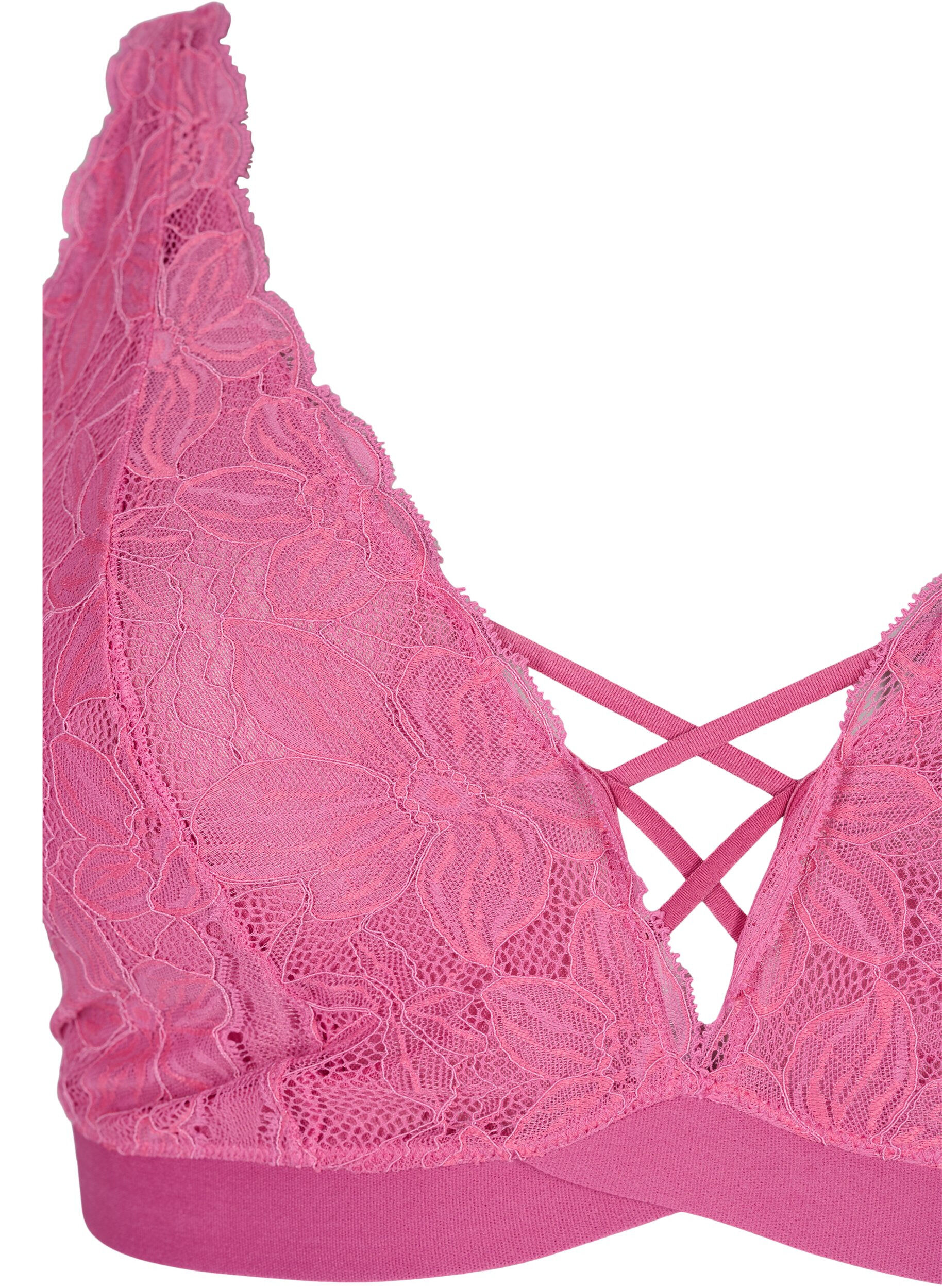 Zizzi Support the breasts - Lace bra with thong details, Rose, Packshot image number 2