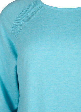 Dzianinowa bluzka z raglanowymi rekawami, Blue Curacao Mel., Packshot image number 2